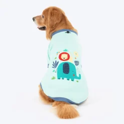 HUFT Jungle Joy Printed T-Shirt For Dog - Light Mint Green