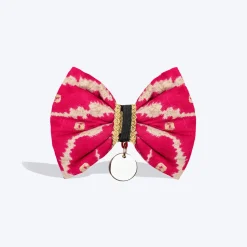 HUFT Leheriya Luxe Bowtie For Small Breed Dog - Pink - S