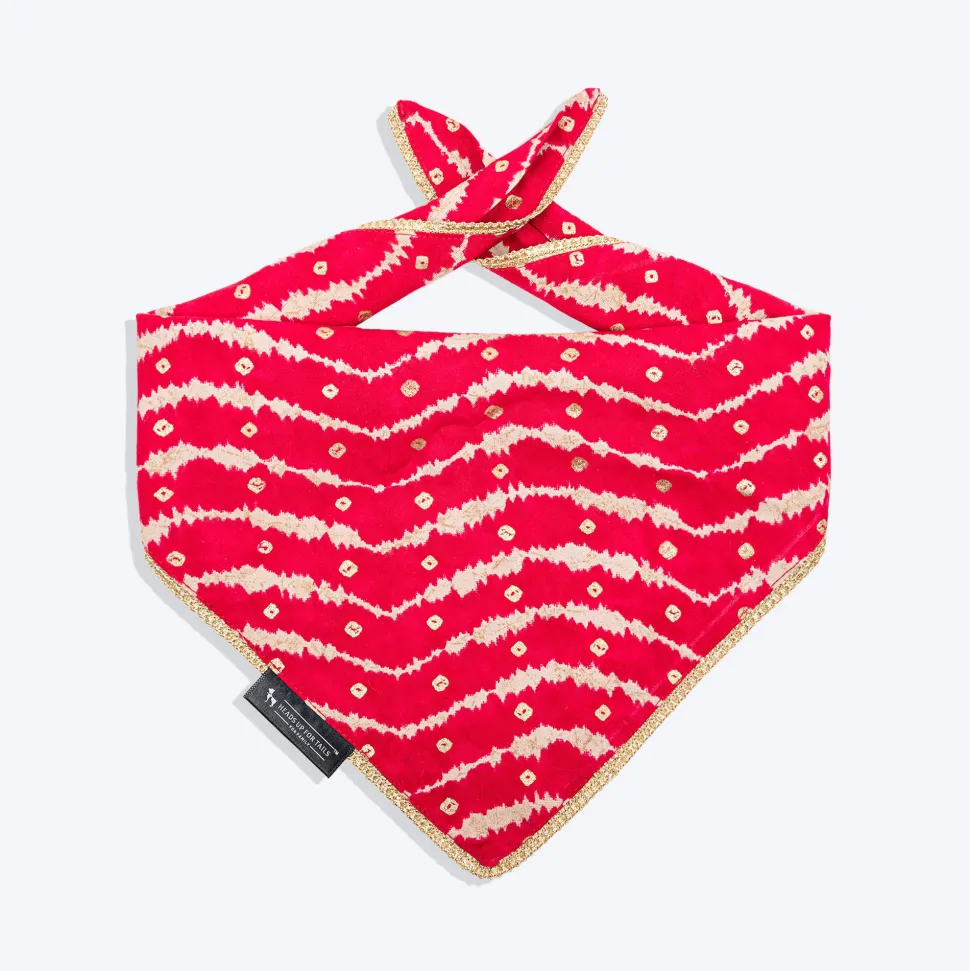 HUFT Leheriya Luxe Knot Bandana For Dog - Pink