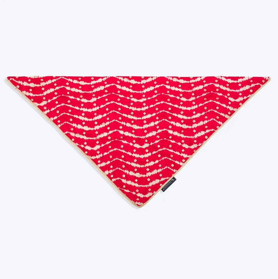 HUFT Leheriya Luxe Knot Bandana For Dog - Pink