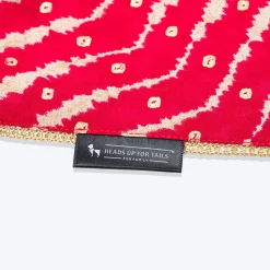 HUFT Leheriya Luxe Knot Bandana For Dog - Pink