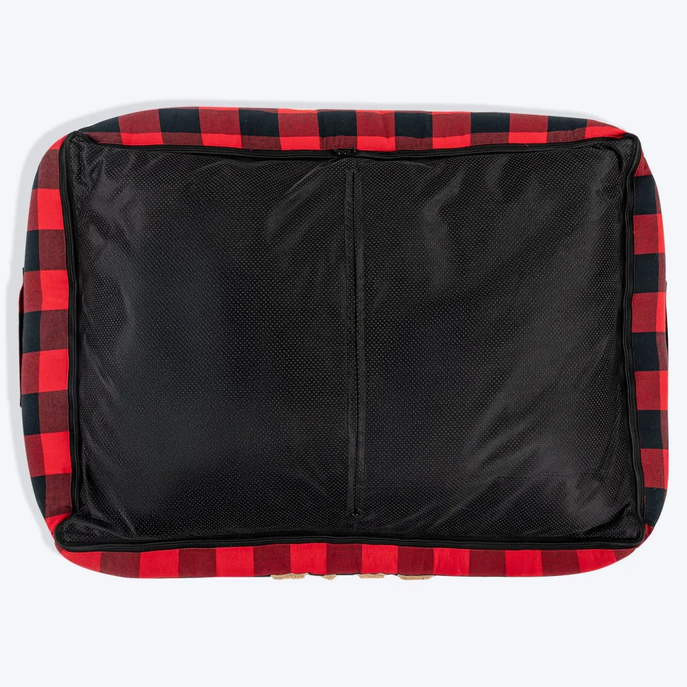 HUFT Love Plaid Lounger Bed For Dog - Red & Black