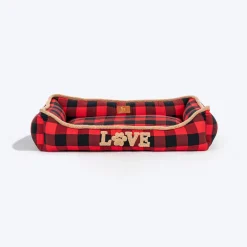 HUFT Love Plaid Lounger Bed For Dog - Red & Black