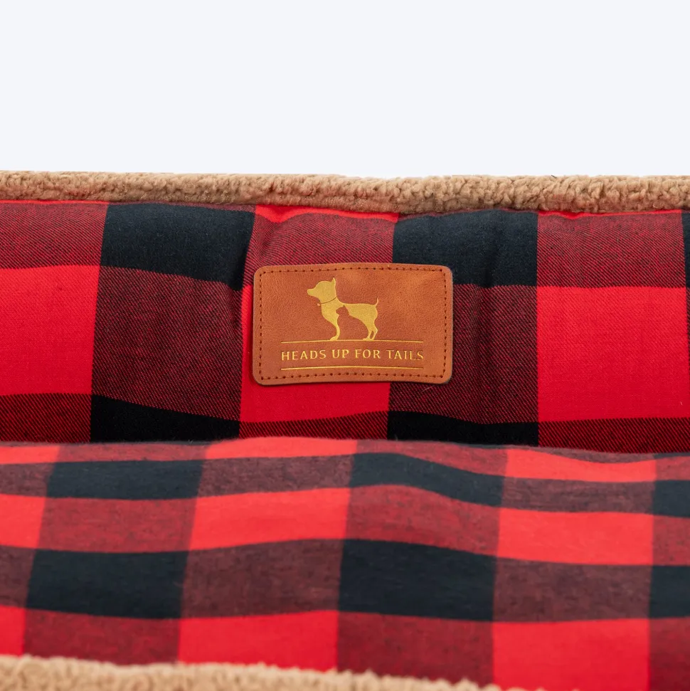 HUFT Love Plaid Lounger Bed For Dog - Red & Black