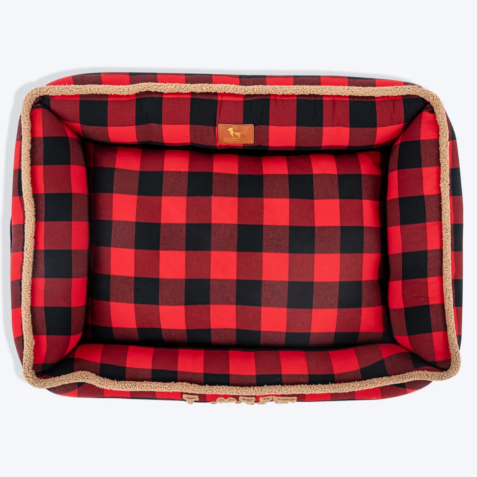 HUFT Love Plaid Lounger Bed For Dog - Red & Black