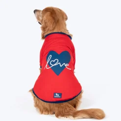 HUFT Love Printed T-Shirt For Dog - Red