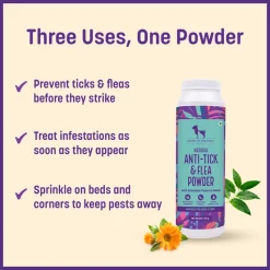 HUFT Natural Anti Tick and Flea Powder for Dogs & Cats - 100 g