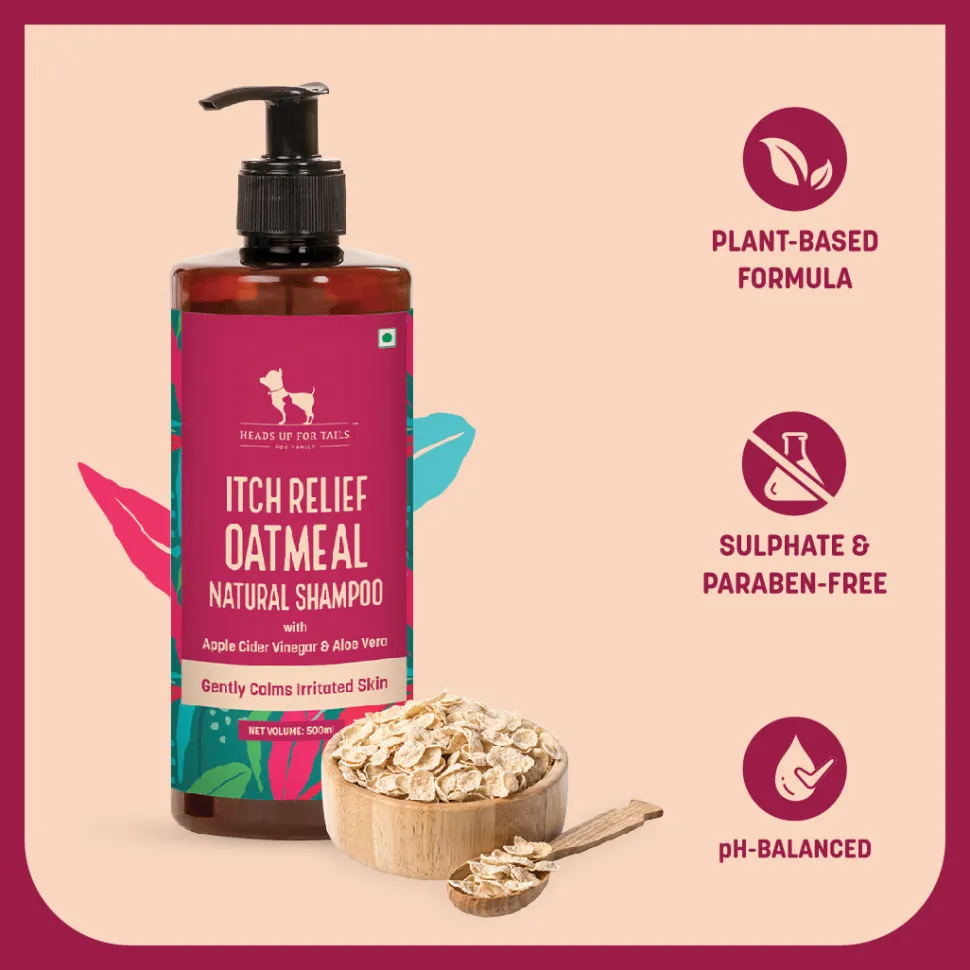 HUFT Natural Itch Relief Oatmeal Shampoo For Dog - Apple Cider Vinegar & Aloe Vera