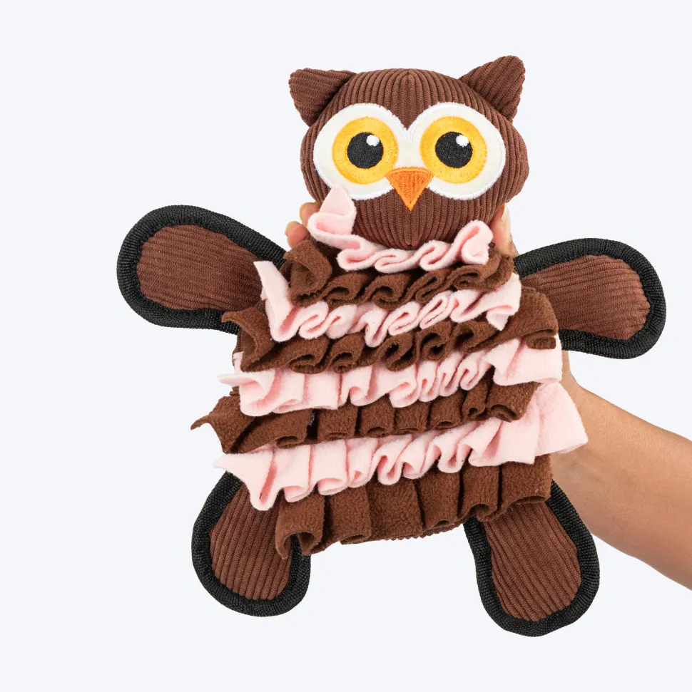 HUFT Ollie the Owl Snuffle Toy for Dog - Pink & Brown
