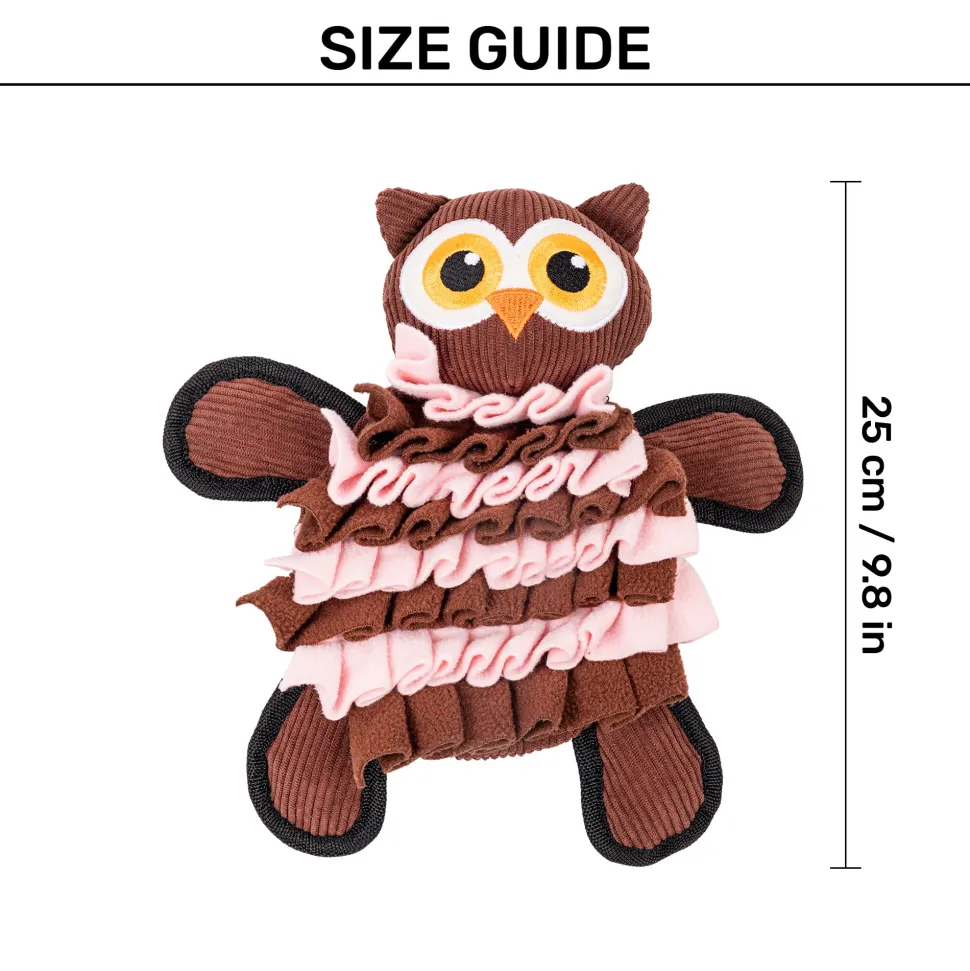 HUFT Ollie the Owl Snuffle Toy for Dog - Pink & Brown