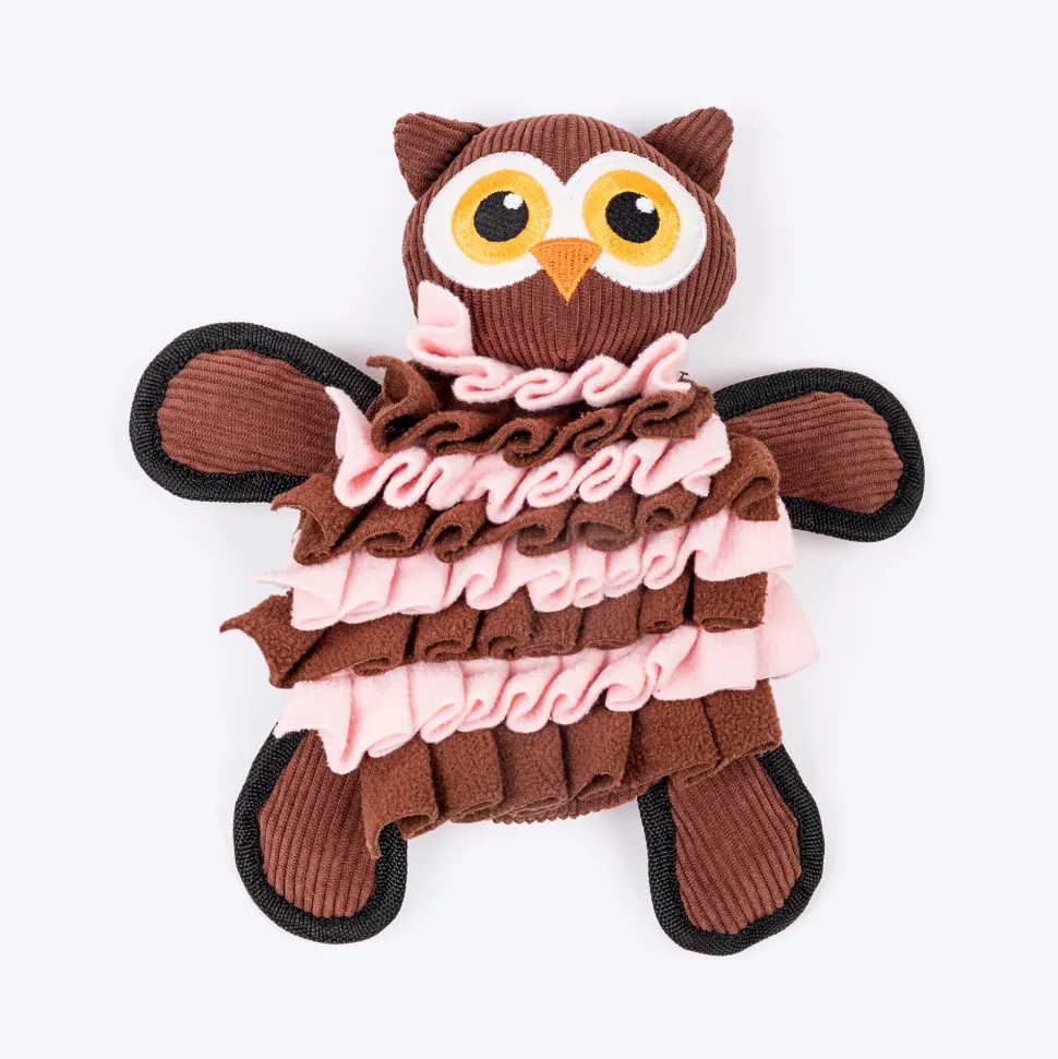 HUFT Ollie the Owl Snuffle Toy for Dog - Pink & Brown
