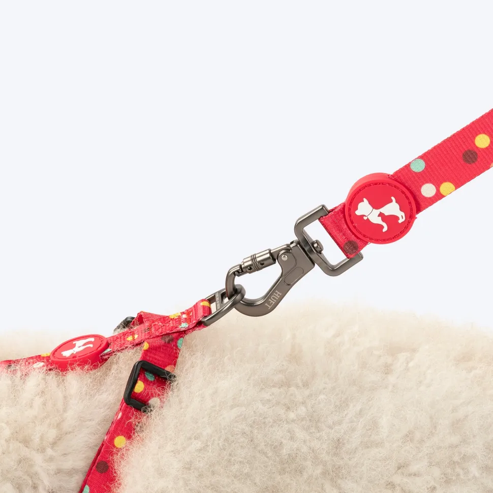 HUFT Polka Play Adjustable Harness For Dog - Red
