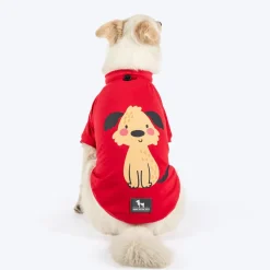 HUFT Pretty Pupper Printed T-Shirt For Dog - Red