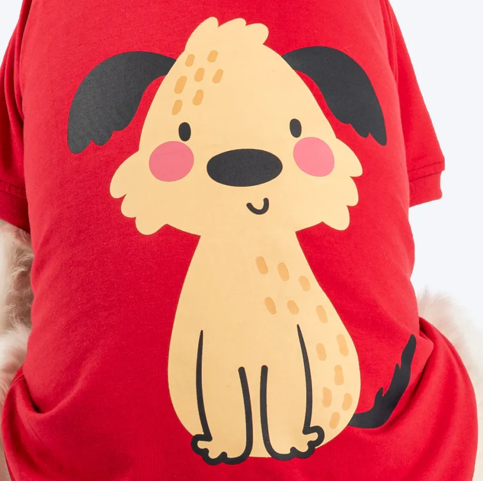 HUFT Pretty Pupper Printed T-Shirt For Dog - Red