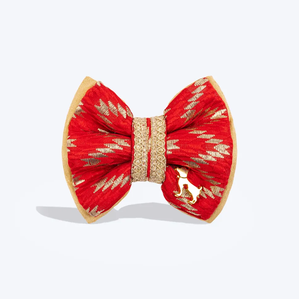 HUFT Rajwada Chevron Bow Tie For Dog - Red