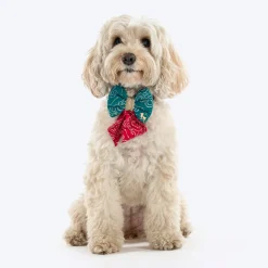 HUFT Rang Biranga Bow Tie For Dog - Green & Pink