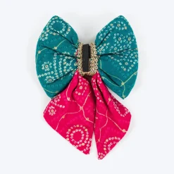 HUFT Rang Biranga Bow Tie For Dog - Green & Pink