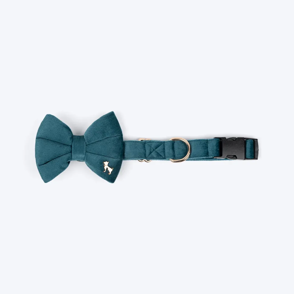 HUFT Regal Luxe Collar With Bow Tie For Dog - Green