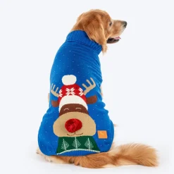 HUFT Reindeer Cheer Sweater For Dog - Blue