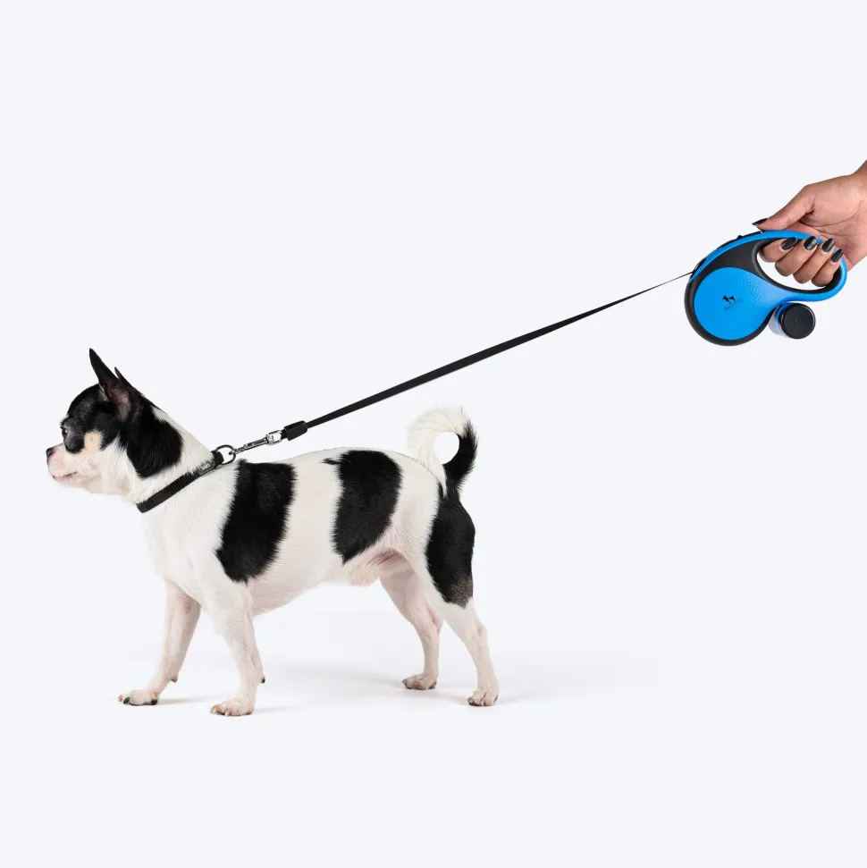 HUFT Retractable Leash With Poop Bag Dispenser For Dog - Blue