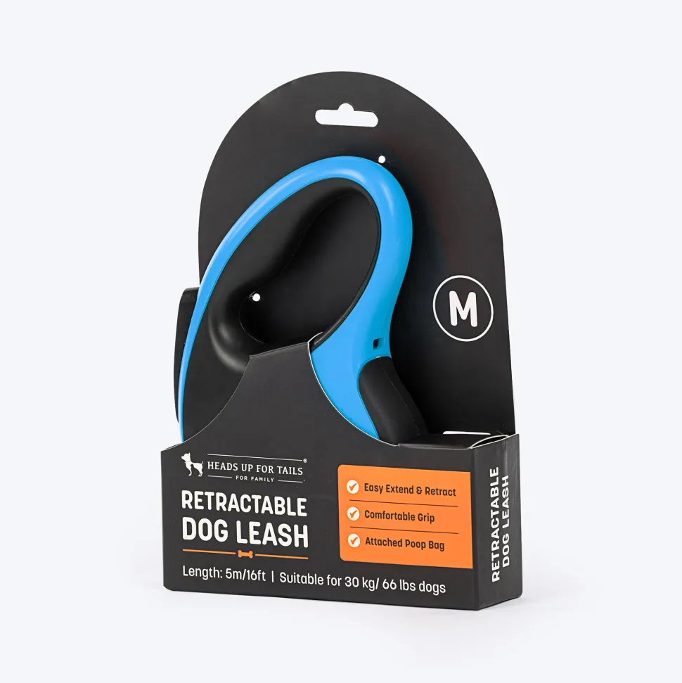 HUFT Retractable Leash With Poop Bag Dispenser For Dog - Blue
