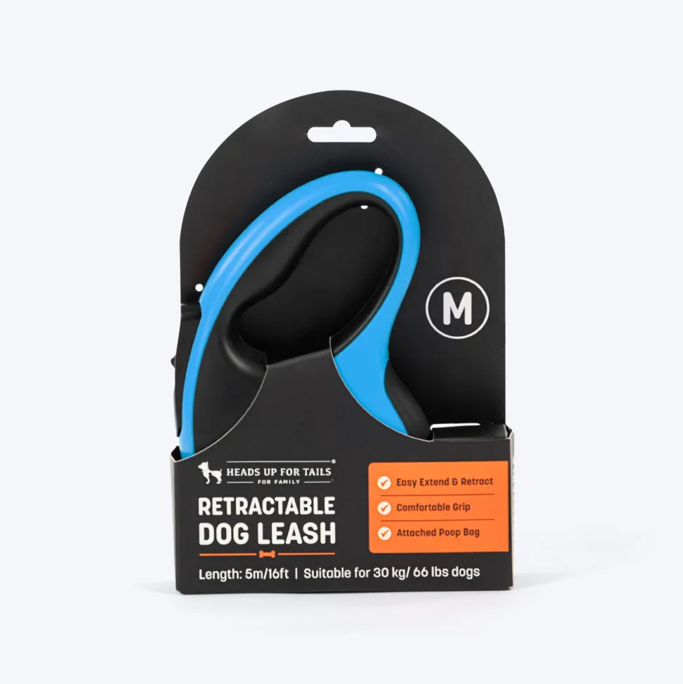 HUFT Retractable Leash With Poop Bag Dispenser For Dog - Blue