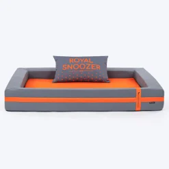 HUFT Royal Snooze Bed for Dog - Grey & Orange