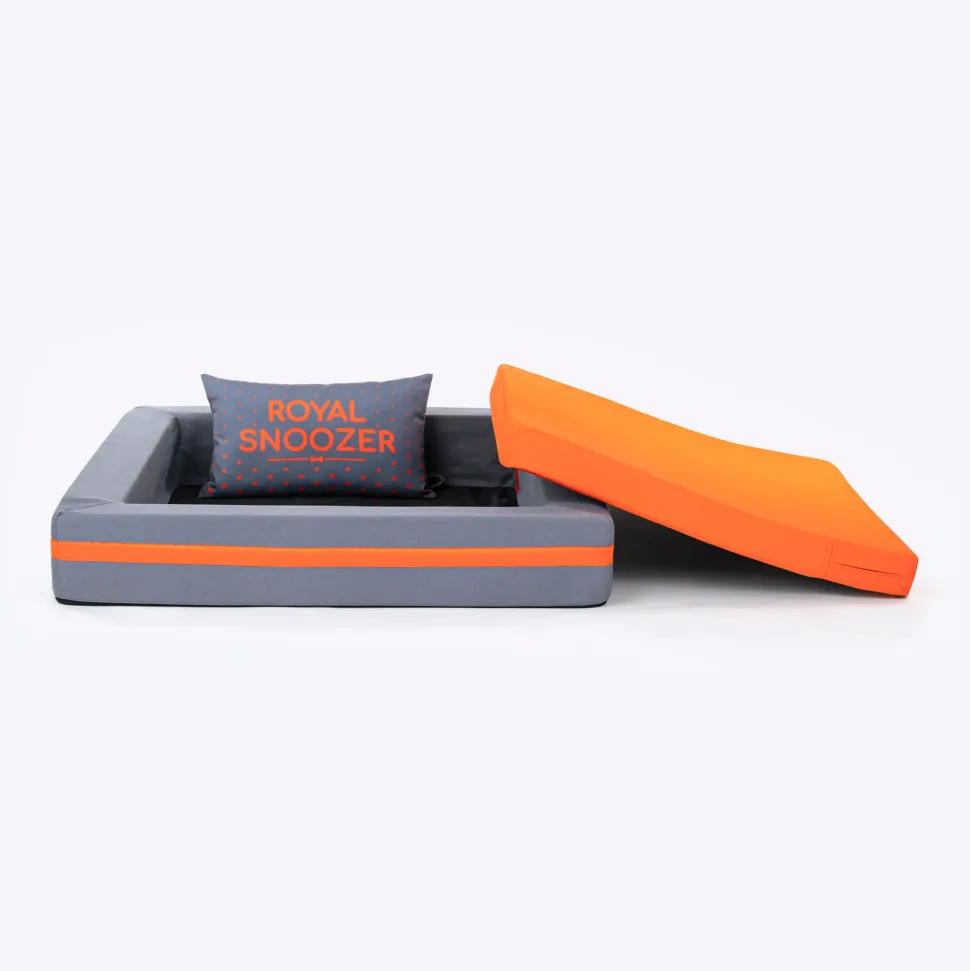 HUFT Royal Snooze Bed for Dog - Grey & Orange