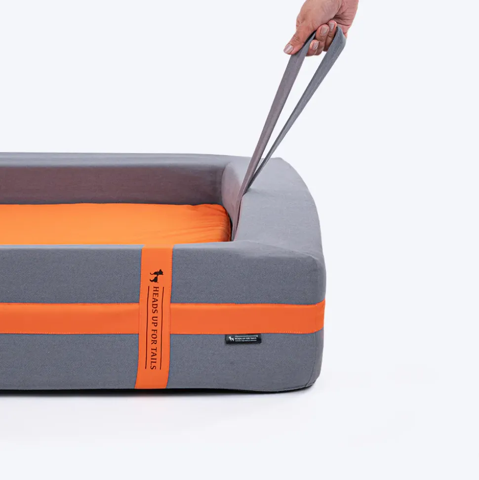HUFT Royal Snooze Bed for Dog - Grey & Orange