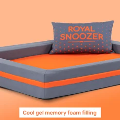 HUFT Royal Snooze Bed for Dog - Grey & Orange