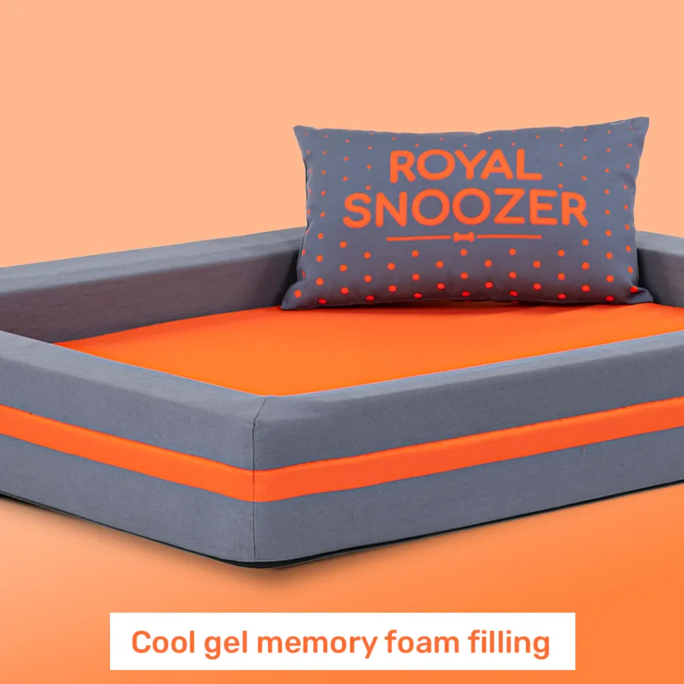 HUFT Royal Snooze Bed for Dog - Grey & Orange