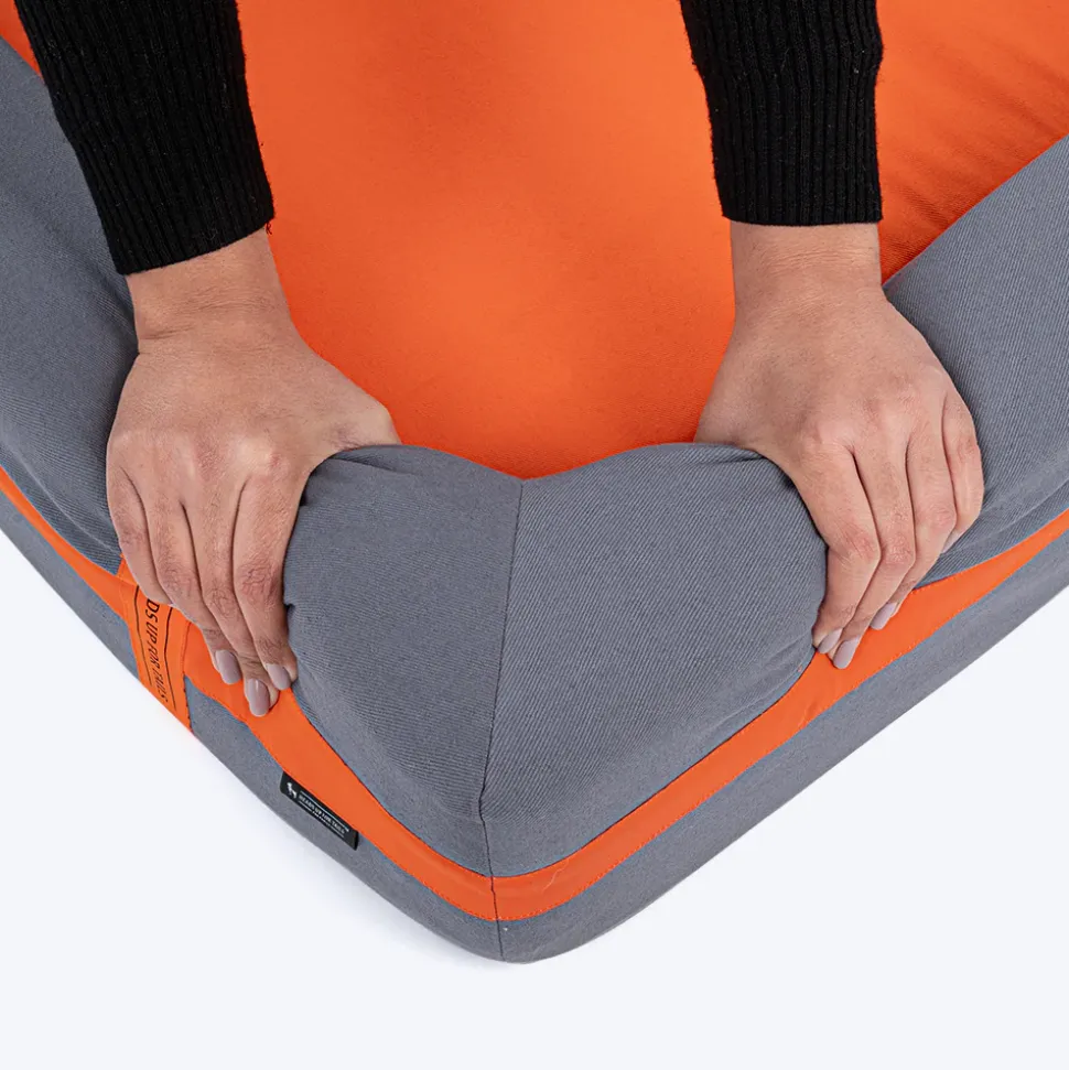 HUFT Royal Snooze Bed for Dog - Grey & Orange