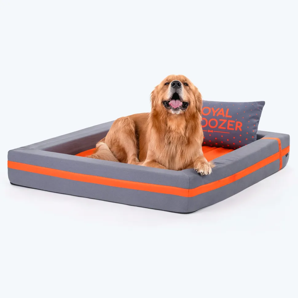 HUFT Royal Snooze Bed for Dog - Grey & Orange