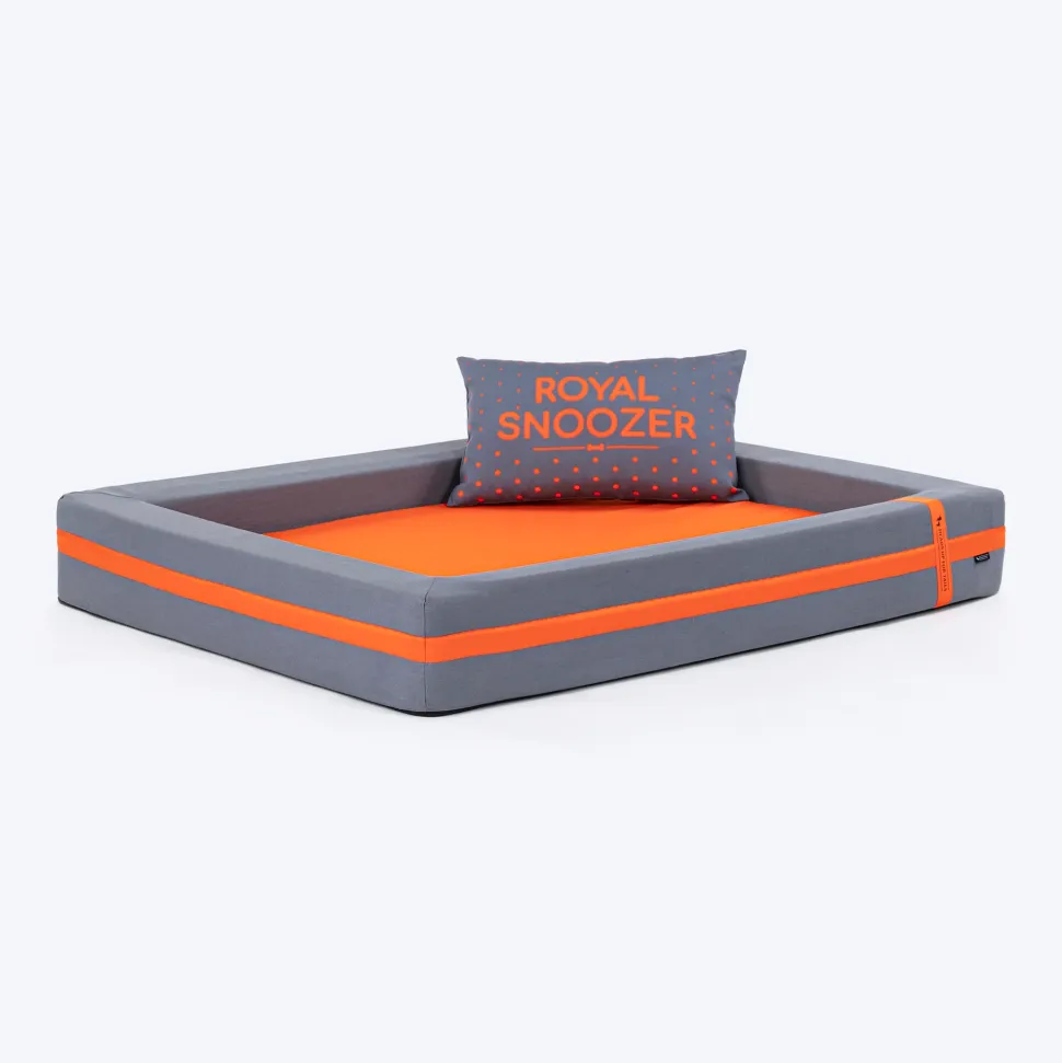 HUFT Royal Snooze Bed for Dog - Grey & Orange
