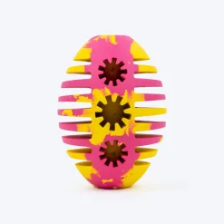 HUFT Ruff Rugby Ball Chew Toy For Dog - Pink & Yellow