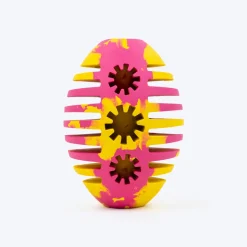 HUFT Ruff Rugby Ball Chew Toy For Dog - Pink & Yellow
