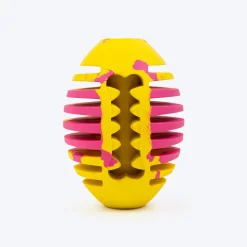 HUFT Ruff Rugby Ball Chew Toy For Dog - Pink & Yellow