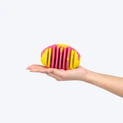 HUFT Ruff Rugby Ball Chew Toy For Dog - Pink & Yellow