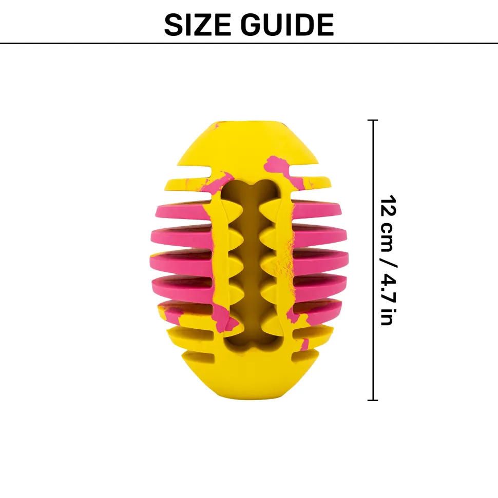 HUFT Ruff Rugby Ball Chew Toy For Dog - Pink & Yellow
