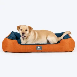 HUFT Rustic Retreat Dog Bed - Rust & Navy