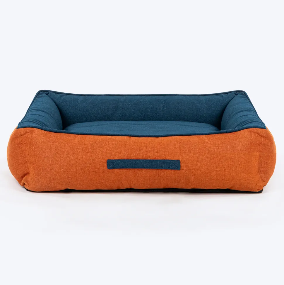 HUFT Rustic Retreat Dog Bed - Rust & Navy
