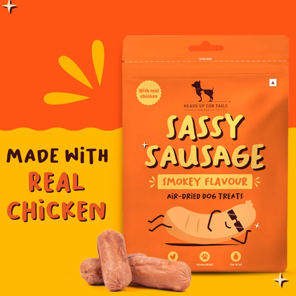 HUFT Sassy Sausage Smokey Air-Dried Dog Treats - Real Chicken - 100gm