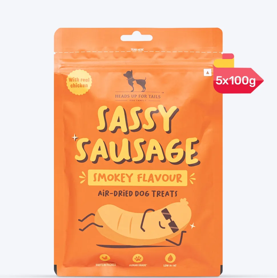 HUFT Sassy Sausage Smokey Air-Dried Dog Treats - Real Chicken - 100gm