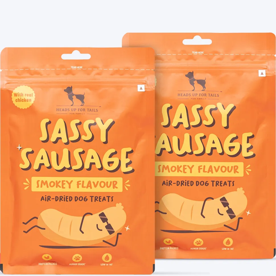 HUFT Sassy Sausage Smokey Air-Dried Dog Treats - Real Chicken - 100gm