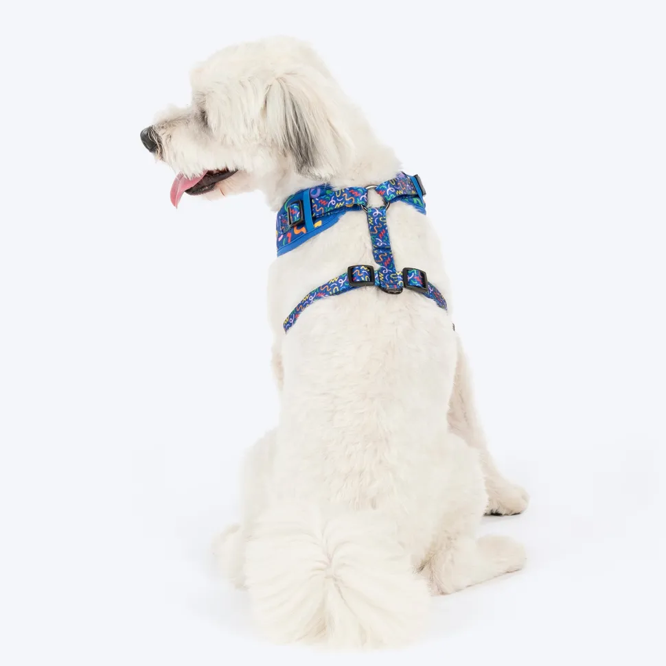 HUFT Scribble Dribble Adjustable Harness For Dog - Blue