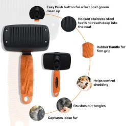 HUFT Self Cleaning Slicker Brush for Dogs - Orange