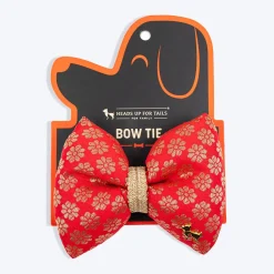 HUFT Shahi Brocade Bow Tie For Dog - Red