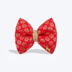 HUFT Shahi Brocade Bow Tie For Dog - Red