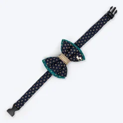HUFT Shahi Paws Bow Tie With Strap For Dog - Blue & Green
