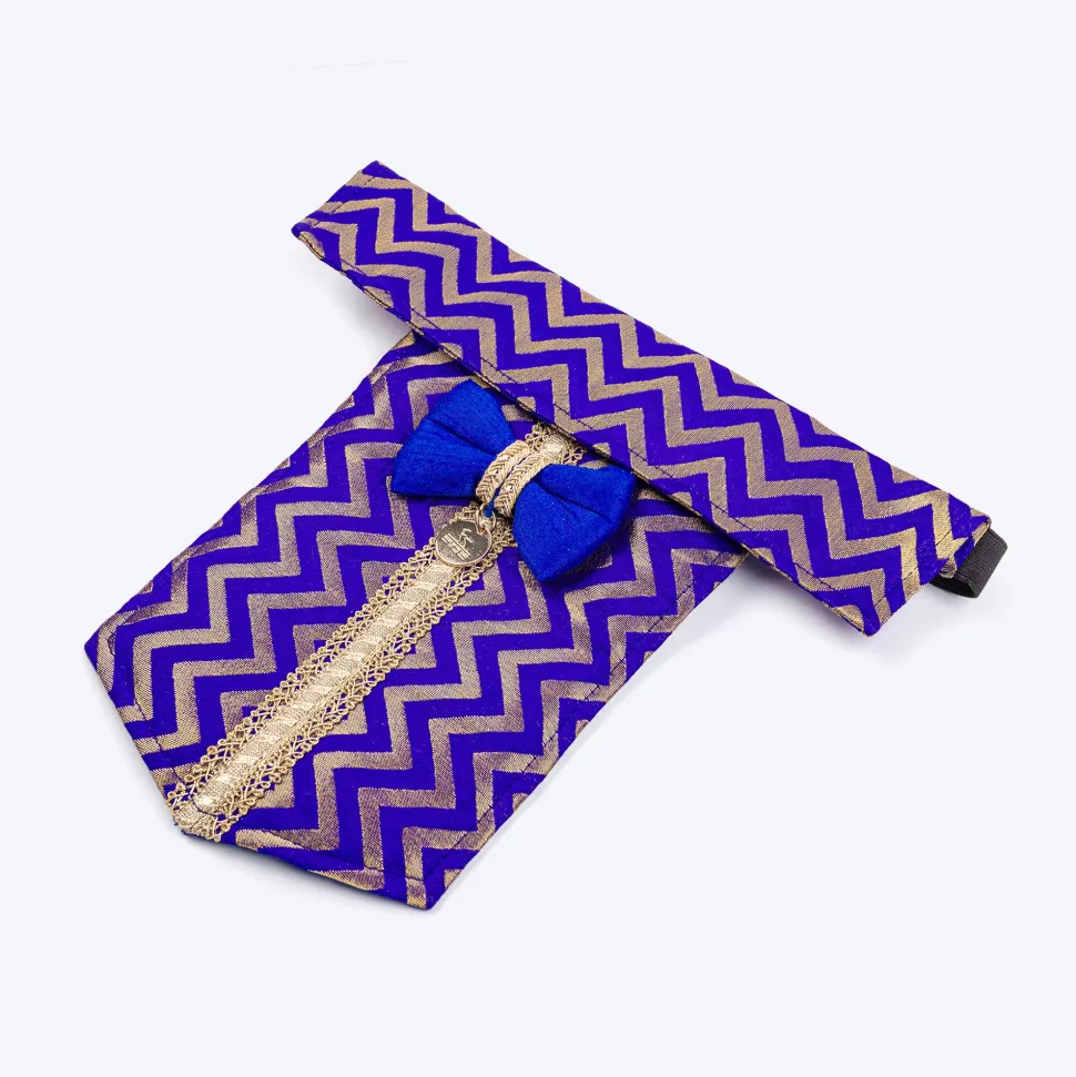 HUFT Shahi Sherwani Bandana For Dog - Royal Blue